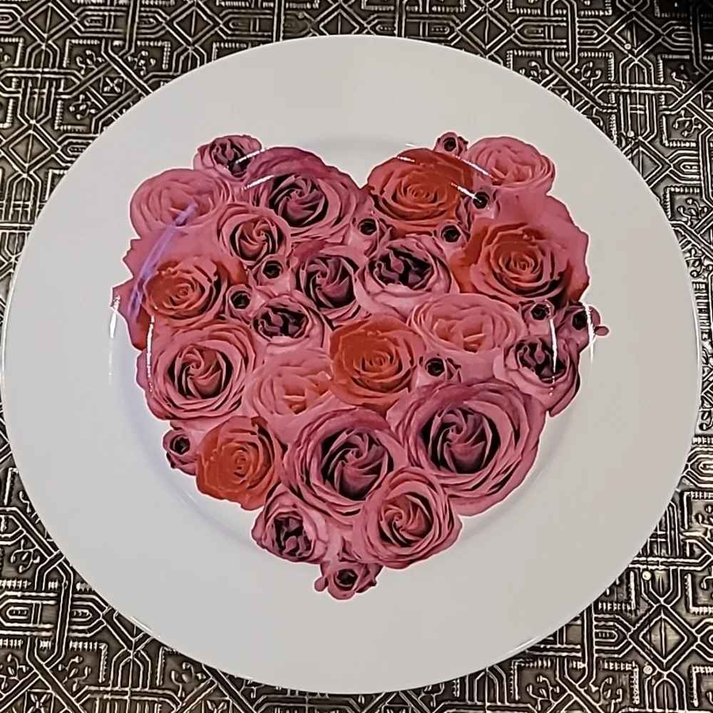 Rosanna Accent Dish Set American Beauty Rose   Pink White 2 pcs.